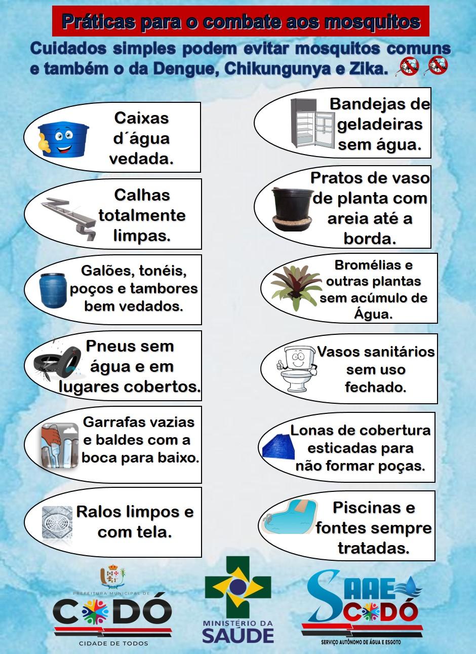 Práticas para o combate aos mosquitos.
