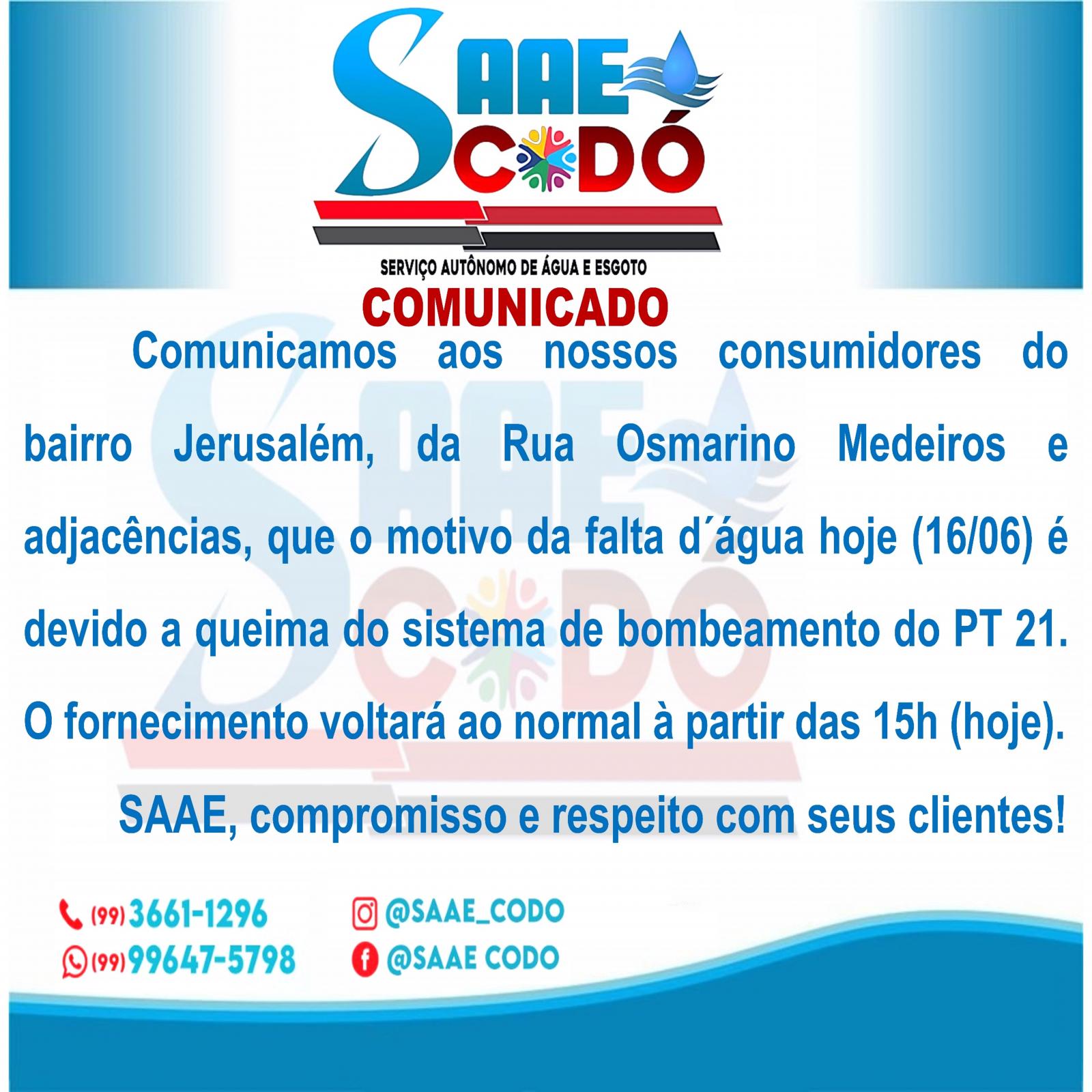 COMUNICADO SAAE 16/06/2023. COMUNICADO SAAE 16/06/2023.