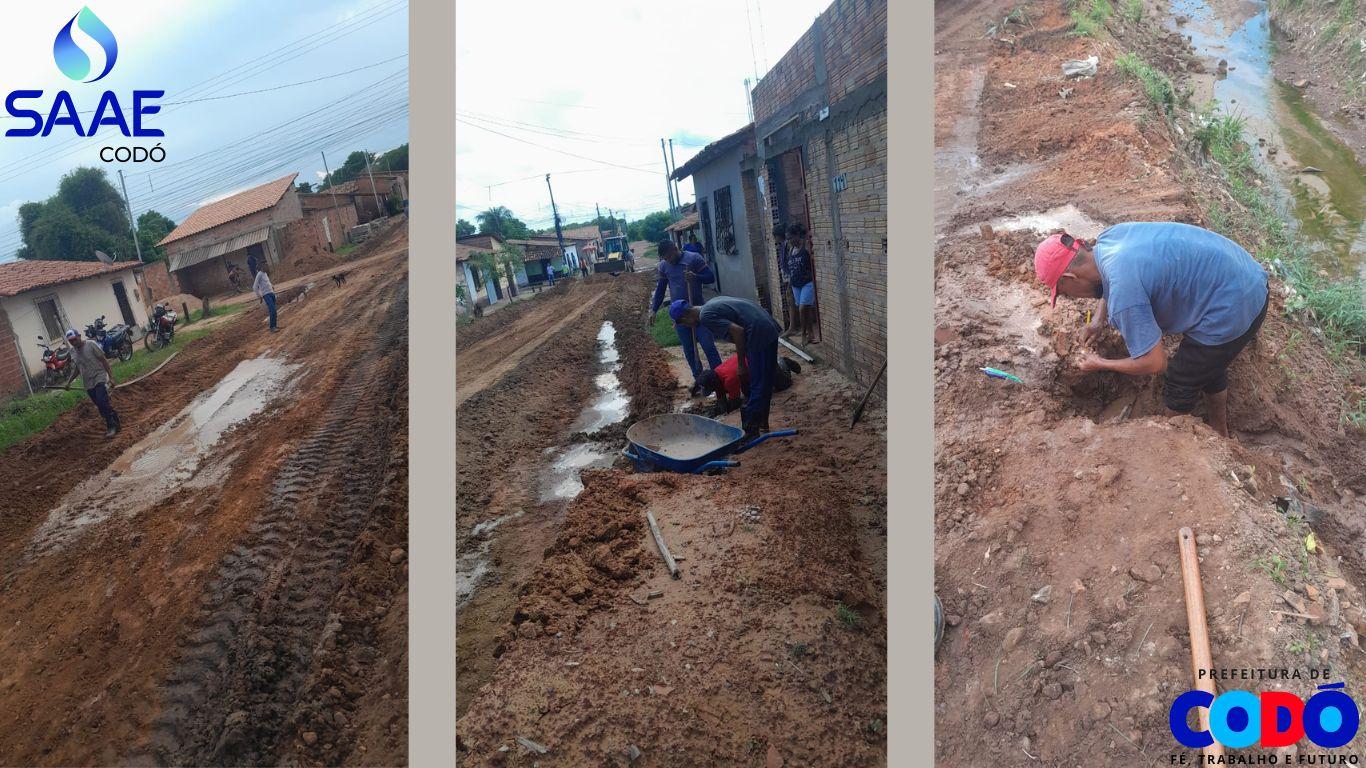 Parceria SAAE e Secretaria de Obras garante abastecimento e melhorias nas obras de recuperação de vias públicas.